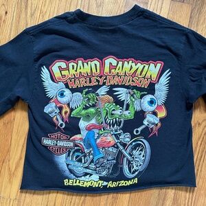 Rat Fink Harley Davidson Arizona Cropped Long Sleeve Tee
